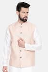 Buy_Mayank Modi - Men_Pink Silk Chanderi Embroidery Sequin And Thread Bundi _Online_at_Aza_Fashions