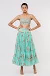 Buy_Gopi Vaid_Blue Blouse Crepe, Skirt Georgette Tassel Sweetheart Eve Bustier And Tiered Set_Online_at_Aza_Fashions