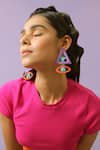 Buy_NakhreWaali_Multi Color Organically Dyed Beads Eye Spy Handcrafted Earrings_at_Aza_Fashions