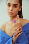 Shop_NakhreWaali_Purple Organically Dyed Beads Eye-spy Handcrafted Ring_Online_at_Aza_Fashions