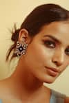 Buy_NakhreWaali_Black Organically Dyed Beads Mizba Handcrafted Stud Earrings_at_Aza_Fashions