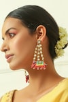 Shop_NakhreWaali_Multi Color Organically Dyed Beads Haathi Handcrafted Dangler Earrings_at_Aza_Fashions