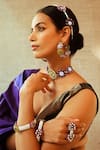 Shop_NakhreWaali_Purple Organically Dyed Beads Tajdar Handcrafted Sheeshphool_at_Aza_Fashions