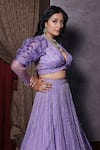 Shop_Amrin khan_Purple Organza Embroidered Sequins Plunge V Neck Lehenga Set _Online_at_Aza_Fashions