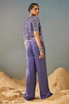 Shop_Samatvam by Anjali Bhaskar_Purple Blended Georgette Satin Printed Bandhani Jumpsuit V Neck With Jacket_at_Aza_Fashions