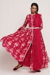 Buy_Sitaraa_Fuchsia Viscose Crepe Printed Floral Round Anarkali Set _at_Aza_Fashions