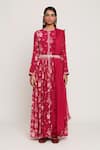 Sitaraa_Fuchsia Viscose Crepe Printed Floral Round Anarkali Set _Online_at_Aza_Fashions