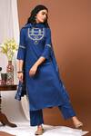 Buy_NUHH_Blue Georgette, Rayon Floral Round Embroidered Kurta Set _Online_at_Aza_Fashions