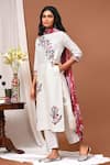 Buy_NUHH_White Art Silk Embroidery Floral Round Kurta Set _at_Aza_Fashions