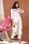 Buy_NUHH_White Art Silk Embroidery Floral Round Kurta Set _Online_at_Aza_Fashions