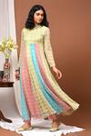 Buy_NUHH_Multi Color Anarkali- Cotton Net Lace With Satin Lining, Embellished And Pant Set _at_Aza_Fashions