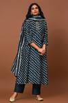 Buy_NUHH_Blue Cami- Cotton, Dupatta- Chanderi, Kurta, Pant Floral, Bandhani Print Set_at_Aza_Fashions