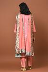 Shop_NUHH_Peach Dupatta- Chiffon, Kurta, Pant- Viscose Dola Floral, Bandhani Print Set_at_Aza_Fashions