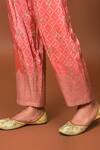 Shop_NUHH_Peach Dupatta- Chiffon, Kurta, Pant- Viscose Dola Floral, Bandhani Print Set_Online_at_Aza_Fashions