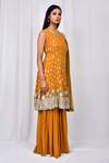 Naintara Bajaj_Yellow Embroidered Anarkali Sharara Set_Online_at_Aza_Fashions