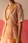 Shop_Surbhi Gupta_Pink Organza Printed Floral Amy Embellished Jacket And Lehenga Set _Online_at_Aza_Fashions