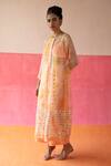 Buy_Surbhi Gupta_Pink Inner - Cotton Silk, Kurta, Trouser - Organza Ora Tie Dye And Pant Set _at_Aza_Fashions