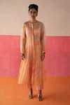 Buy_Surbhi Gupta_Orange Inner And Trouser - Cotton Silk Zia Tie Dye Anarkali And Pant Set  _at_Aza_Fashions