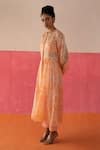 Surbhi Gupta_Orange Inner And Trouser - Cotton Silk Zia Tie Dye Anarkali And Pant Set  _Online_at_Aza_Fashions