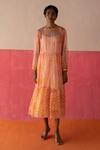 Buy_Surbhi Gupta_Pink Organza Printed Geometric Round Olivia Tie Dye Tunic  _at_Aza_Fashions