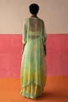 Shop_Surbhi Gupta_Green Organza Printed Geometric Cape Open Zona And Sharara Set  _at_Aza_Fashions