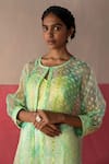 Buy_Surbhi Gupta_Green Organza Printed Geometric Cape Open Zona And Sharara Set  _Online_at_Aza_Fashions
