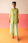 Buy_Surbhi Gupta_Green Jacket - Organza Embellished Sequin Open Ina And Pant Set  _at_Aza_Fashions