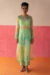 Buy_Surbhi Gupta_Green Inner And Trouser - Cotton Silk Una Tie Dye Kurta And Pant Set  _at_Aza_Fashions