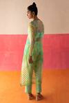 Shop_Surbhi Gupta_Green Inner And Trouser - Cotton Silk Una Tie Dye Kurta And Pant Set  _at_Aza_Fashions