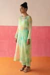 Surbhi Gupta_Green Inner And Trouser - Cotton Silk Una Tie Dye Kurta And Pant Set  _Online_at_Aza_Fashions