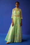 Buy_Surbhi Gupta_Green Jacket - Organza Printed Geometric Jude Tie Dye And Sharara Set  _at_Aza_Fashions