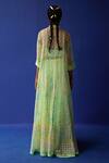 Shop_Surbhi Gupta_Green Jacket - Organza Printed Geometric Jude Tie Dye And Sharara Set  _at_Aza_Fashions