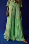 Shop_Surbhi Gupta_Green Jacket - Organza Printed Geometric Jude Tie Dye And Sharara Set  _Online_at_Aza_Fashions