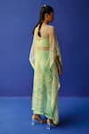 Shop_Surbhi Gupta_Green Blouse Printed Geometric Clare Tie Dye Kaftan Tunic And Pant Set  _at_Aza_Fashions