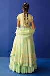 Shop_Surbhi Gupta_Green Anarkali Printed Geometric V Neck Ava Tie Dye Lehenga Set  _at_Aza_Fashions