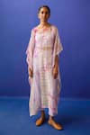 Buy_Surbhi Gupta_Purple Blouse, Kaftan - Organza, Trouser - Clare Tie Dye Tunic And Pant Set _at_Aza_Fashions