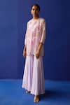 Surbhi Gupta_Purple Blouse - Cotton Silk Julia Embellished Jacket And Sharara Set  _Online_at_Aza_Fashions