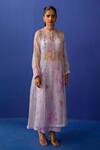 Buy_Surbhi Gupta_Purple Inner - Cotton Silk, Kurta - Organza, Trouser Risa Tie Dye And Pant Set _at_Aza_Fashions