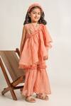 Buy_The Right Cut_Peach Cotton, Chanderi Embroidery Kurta And Gharara Set _at_Aza_Fashions