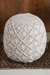 Buy Manor House White Cotton Macrame Ottoman Pouf at Aza Fashions Buy_Manor House_White Cotton Macrame Ottoman Pouf_at_Aza_Fashions