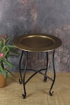 Buy_MANOR HOUSE_Gold Iron Medha Knock Down Table_at_Aza_Fashions