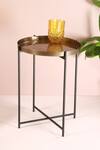 Buy_MANOR HOUSE_Gold Iron Antique Brass Accent Table _at_Aza_Fashions