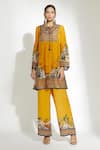 Shop_Rajdeep Ranawat_Yellow Pankti Silk Printed Tunic_at_Aza_Fashions