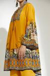 Shop_Rajdeep Ranawat_Yellow Pankti Silk Printed Tunic_Online_at_Aza_Fashions