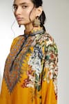 Rajdeep Ranawat_Yellow Silk Printed Floral Band Collar Reza Short Kurta  _Online_at_Aza_Fashions