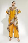 Buy_Rajdeep Ranawat_Yellow Satin Printed Floral Paloma Palazzo  _at_Aza_Fashions