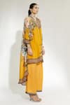 Rajdeep Ranawat_Yellow Satin Printed Floral Paloma Palazzo  _Online_at_Aza_Fashions