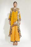 Buy_Rajdeep Ranawat_Yellow Satin Printed Floral Paloma Palazzo  _Online_at_Aza_Fashions