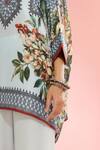 Rajdeep Ranawat_Blue Silk Floral Band Collar Chanel Printed Poncho Tunic_at_Aza_Fashions
