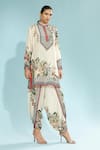 Rajdeep Ranawat_Beige Satin Printed Floral Sonth Dhoti Pant  _Online_at_Aza_Fashions